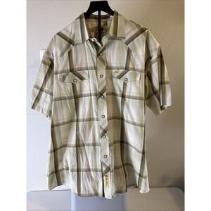 Larry Mahan Cowboy Collection Pearl Snap Short Sleeve Shirt Plaid Size XL